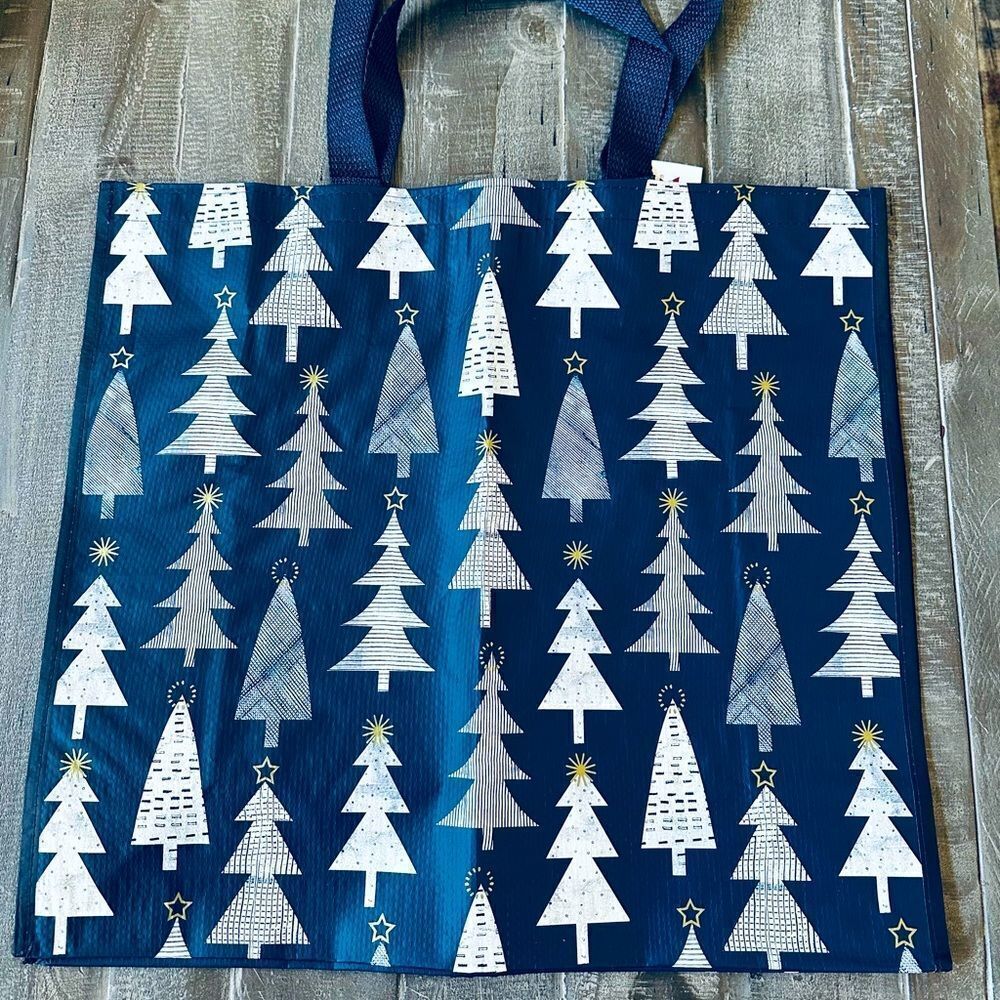 Christmas Tree Navy Blue Reusable Eco Shopping Tote Bag